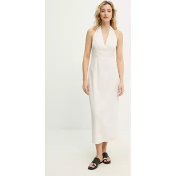 Dámské šaty Lněné šaty Answear.LAB ps9093s.fos béžová 80X, vel. L