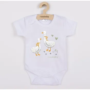 Kojenecký body Dětské body s potiskem New Baby Husičky - krátký rukáv 68 (4-6m)