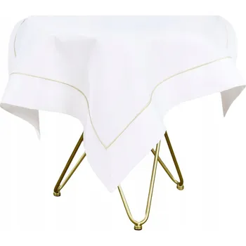 ubrus Běhoun Čtverec 85x85 bílý se zlatým zdobením a zlatou nitkou