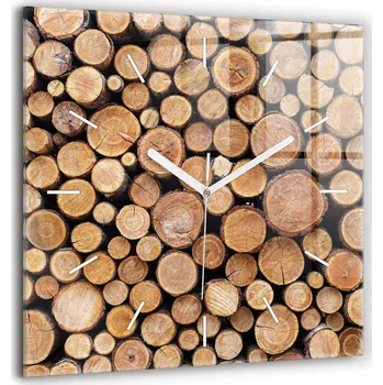 Hodiny Skleněné nástěnné hodiny do kanceláře se stylovým potiskem – letokruhy stromů, 60x60 cm