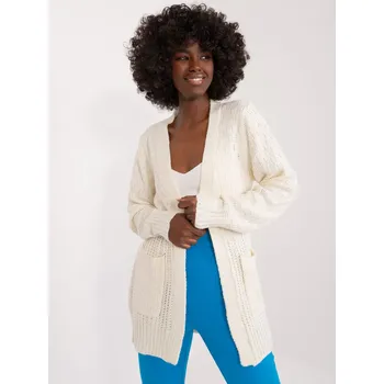 Dámský svetr Smetanový Kardigan s kapsami -TW-SW-3003.07X-ecru Velikost: XL