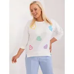 Smetanové dámské tričko s kytičkami a 3/4 rukávem RV-BZ-9552.07-ecru Velikost: ONE SIZE