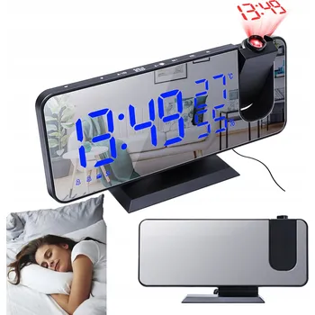 Budík HODINY DIGITÁLNÍ LED DIGITÁLNÍ BUDÍK S PROJEKTOROVÝM ZRCADLO TEPLOMEREM 4 v 1