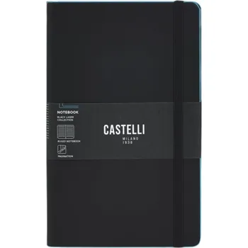 Zápisník Castelli Black Laser Light Blue L linkovaný zápisník