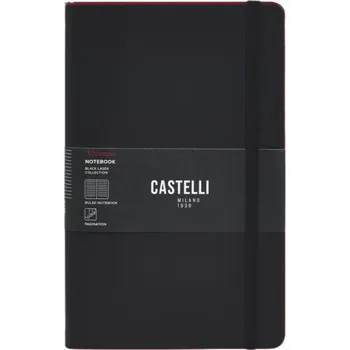 Zápisník Castelli Black Laser Red L linkovaný zápisník