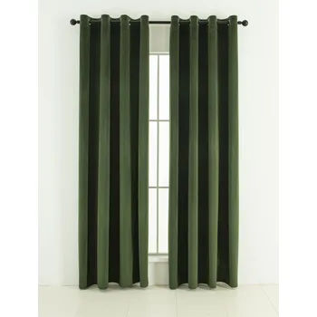 Závěs MKLuzkoviny.cz Sametové zatemňovací závěsy Cesar tmavě zelené 140 x 250 cm