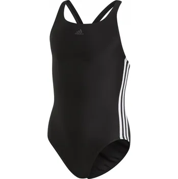 Dívčí plavky adidas Three Stripe Swimsuit Junior Girls Black / White 13 Years