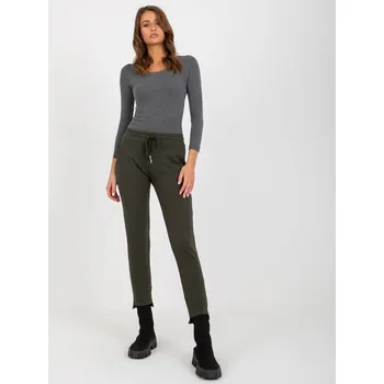Dámské oblečení Khaki basic tepláky s kapsami RV-DR-8380.25P-khaki Velikost: S/M