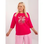 Tmavě růžové tričko s potiskem květiny RV-BZ-9439.60-dark pink Velikost: ONE SIZE