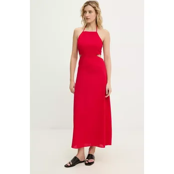 Dámské šaty Šaty s příměsí lnu Answear.LAB červená barva, maxi ps9153s.fos 33X, vel. L