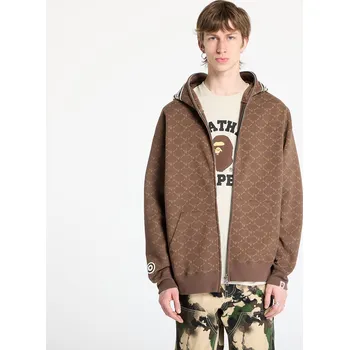 Pánská mikina Mikina A BATHING APE College Monogram Relaxed Fit Shark Full Zip Hoodie UNISEX Brown S