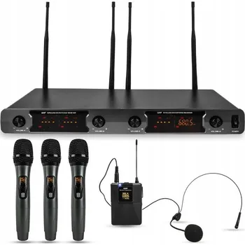 Mikrofon NN WMIC4 Bezdrátový mikrofonní systém 3x ruční mikrofon, 1x náhlavní mikrofon