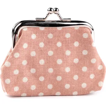 Peněženka Malá peněženka / mincovka s puntíky, textilní, barva 1 pudrová