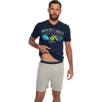 Pánské pyžamo Pánské pyžamo Court modré M - Dárková krabička