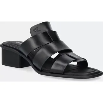 Dámské pantofle Pantofle Calvin Klein Jeans HEEL SQUARE MG LTH dámské, černá barva, na podpatku, YW0YW01702 99X, EUR 38