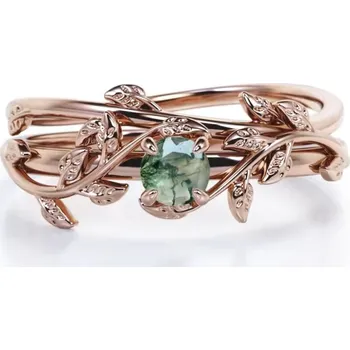 Prsten Stříbrný set prstenů SELF LOVE rose s mechovým achátem Velikost:13 (EU: 71) Ag/; ≤3,98 g 11109_13