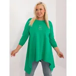 Zelená asymetrická tunika s nášivkou -RV-TU-9089.87-green Velikost: ONE SIZE