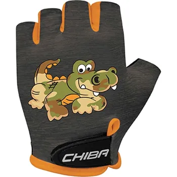 Cyklo nářadí CHIBA dětské cyklistické rukavice Cool Kids Crocodile černá, oranžová vel. XS