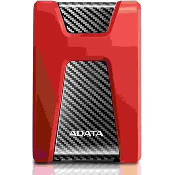 Interní pevný disk ADATA Externí HDD 2TB USB 3.1 DashDrive Durable HD650, červený (gumový, nárazu odolný)