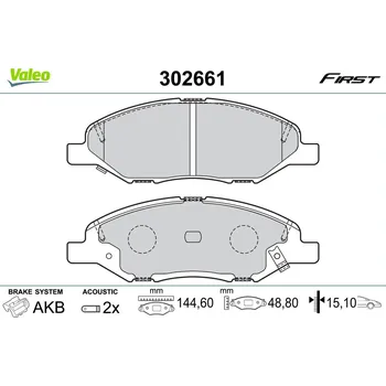Brzdová destička Sada brzdových destiček, kotoučová brzda VALEO 302661
