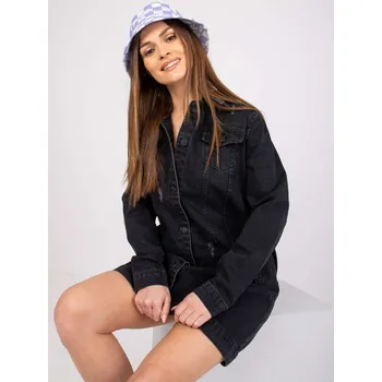 Dámské šaty Tmavě šedé džínové šaty Salome na knoflíky -RO-KR-CKT-03.33X-dark grey Velikost: M