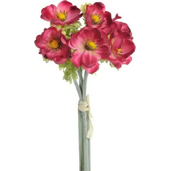 umělá květina Kytice sasanek anemon tmavě růžová 6 kusů