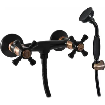 Sprchový set MORAVA RETRO - Sprchový set s baterií, Černá matná/Stará mosaz (Bronz) MK380.5/1CMATSM, RAV Slezák MK380.0/1CMATSM