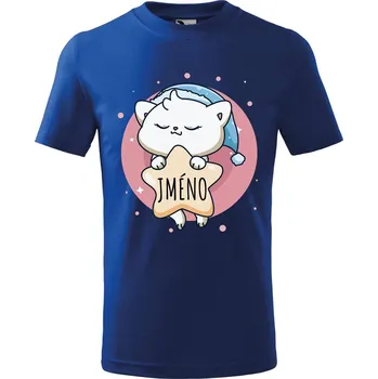 Chlapecké tričko Dětské tričko s potiskem Spící kočička Velikost: 122/6 let, Barva trička: Královsky modrá