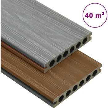 Terasové prkno vidaXL Terasová prkna WPC s příslušenstvím hnědá a šedá 40 m² 2,2 m