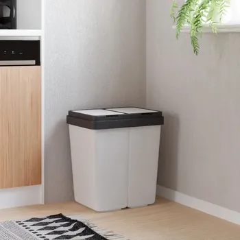 Odpadkový koš Dvojitý odpadkový koš , bílý, 2x25 l