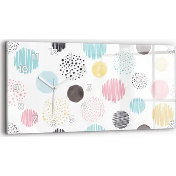 Hodiny Horizontální Skleněné Nástěnné Hodiny Do Kanceláře S Grafikou Geometrický Vzor 60x30 cm