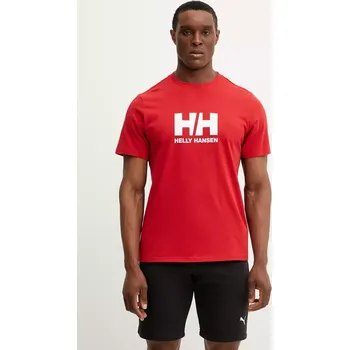 Pánské tričko Bavlněné tričko Helly Hansen HH LOGO červená barva, s potiskem, 54596 33X, vel. L