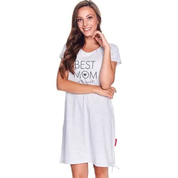 Těhotenské noční prádlo Mateřská noční košile Best mom šedý melír L