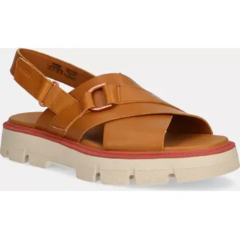 Dámské sandále Kožené sandály Sorel REIN CB CRISSCROSS dámské, hnědá barva, na platformě, 2114141708 82X, EUR 38