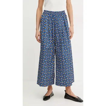 Dámské kalhoty Bavlněné kalhoty Weekend Max Mara dámské, modrá barva, široké, high waist, 2515131102600 57X, vel. 36