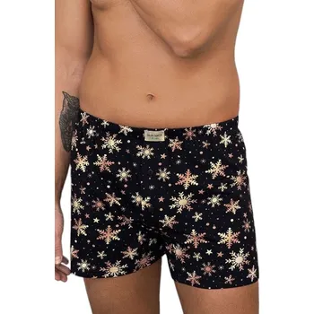 Trenýrky Pánské trenýrky Zermat černé s vločkami XXL - Dárková krabička