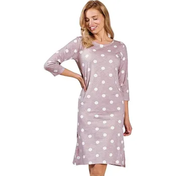 Dámská noční košile Noční košile Dolly melírovaná hnědá s puntíky XL