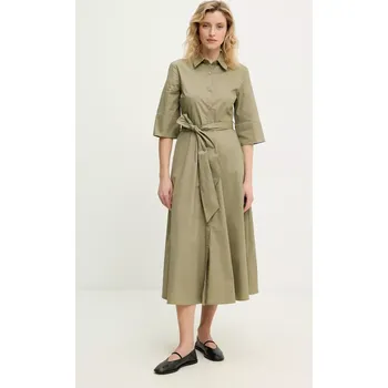 Dámské šaty Bavlněné šaty Answear.LAB zelená barva, midi PK2716.ios 91X, vel. S