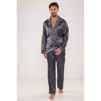 Pánské pyžamo Pánské pyžamo saténové Adam šedé 4XL