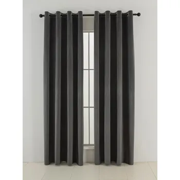 Sametové zatemňovací závěsy Cesar tmavě šedé - 140 x 250 cm (2ks) - kroužky