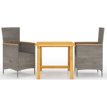 3dílný zahradní jídelní set šedý Šedá 3068706