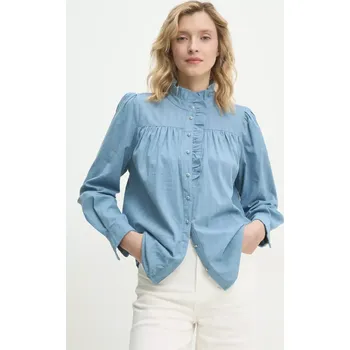 Pánská košile Bavlněná košile Answear.LAB modrá barva, regular, se stojáčkem 5157.hos 55X, vel. M