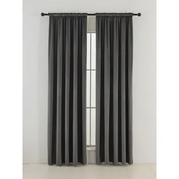 Sametové zatemňovací závěsy Cesar tmavě šedé - 140 x 160 cm (2ks) - řasící stuha
