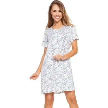 Dámská noční košile Noční košilka Vesna bílá s rostlinami S
