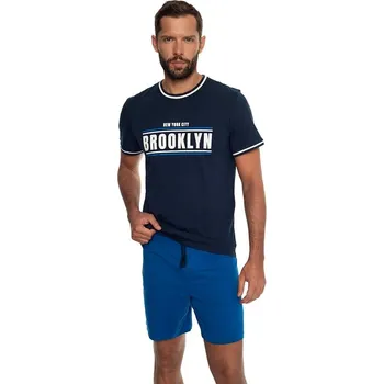 Pánské pyžamo Pánské pyžamo Brooklyn modré XXL - Dárková krabička