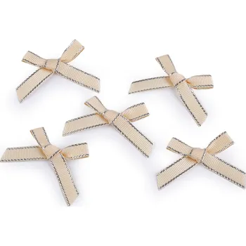 Svatební / dekorační rypsová mašlička s lurexovým okrajem