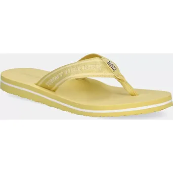 Dámské žabky Žabky Tommy Hilfiger HILFIGER WEBBING BEACH SANDAL dámské, žlutá barva, na plochém podpatku, FW0FW08515 11X, EUR 36