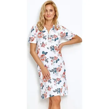 Dámská noční košile Dámská noční košile Scarlett bílá s květy L