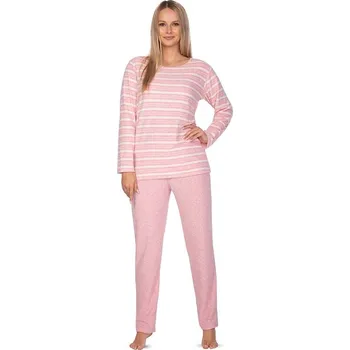 Dámské pyžamo Dámské froté pyžamo Agata růžové s pruhy L