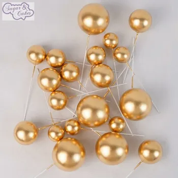 Jedlá dekorace na dort Sugar and Cakes SADA ZÁPICHŮ - BALÓNKY ZLATÉ 20ks